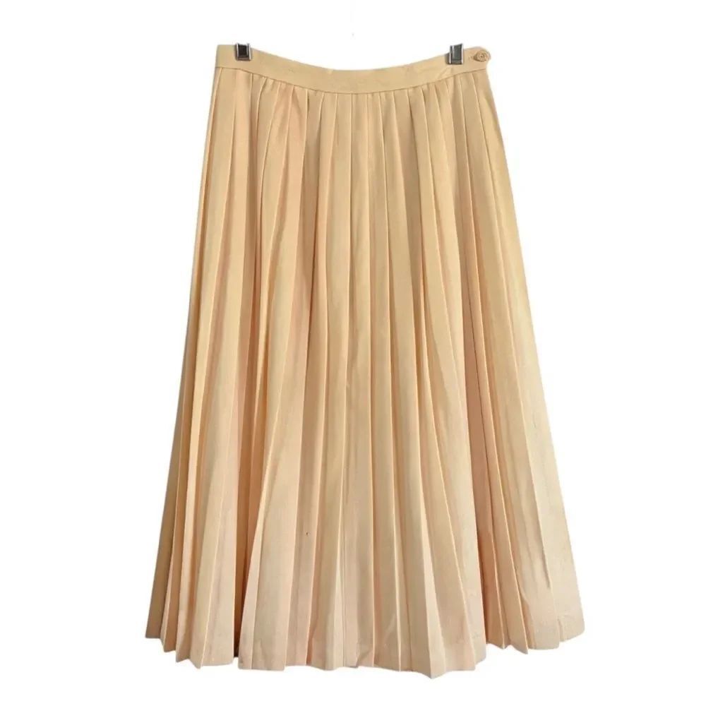 Ralph Lauren Vintage Blue Label Yellow Wool Pleated Maxi Skirt